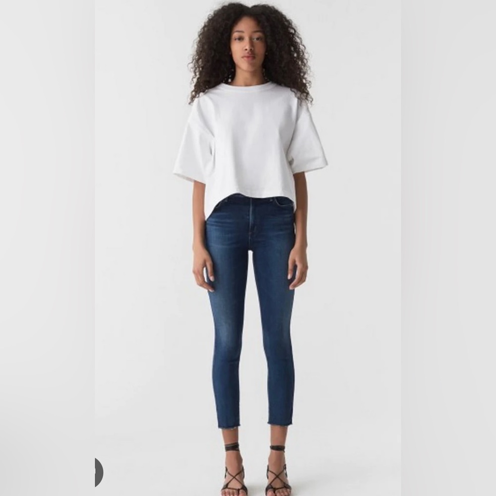 AGOLDE Sophie High Rise Crop Skinny Jeans with Raw Hem, Size 26